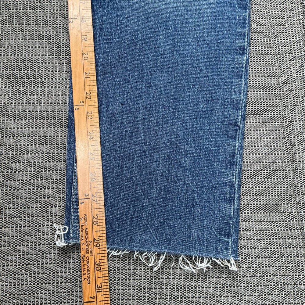 Free Assembly Womens Size 16 Blue Super High Rise Straight Jeans Distress Denim - Picture 7 of 12